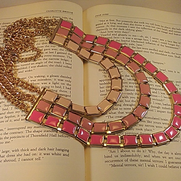 20"  Pink Ombre Effect Enamel Link Necklace GT--55 - Picture 5 of 5